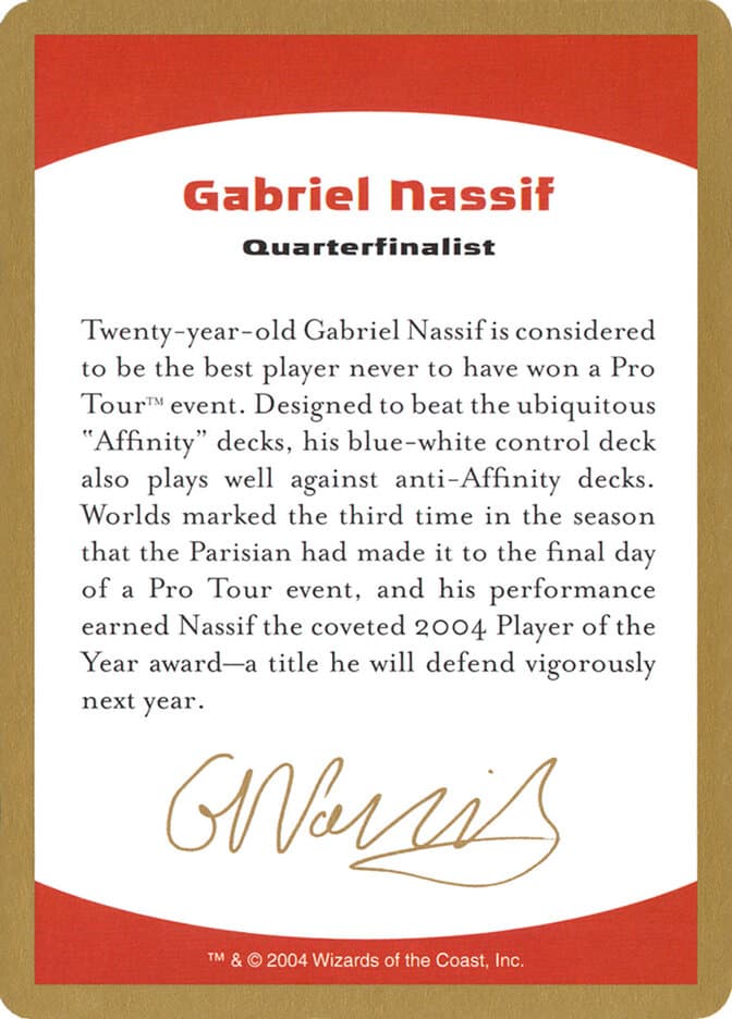 Gabriel Nassif Bio — World Championship Decks 2004