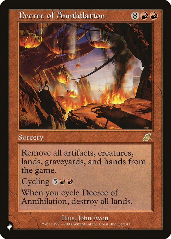 Decree of Annihilation — The List