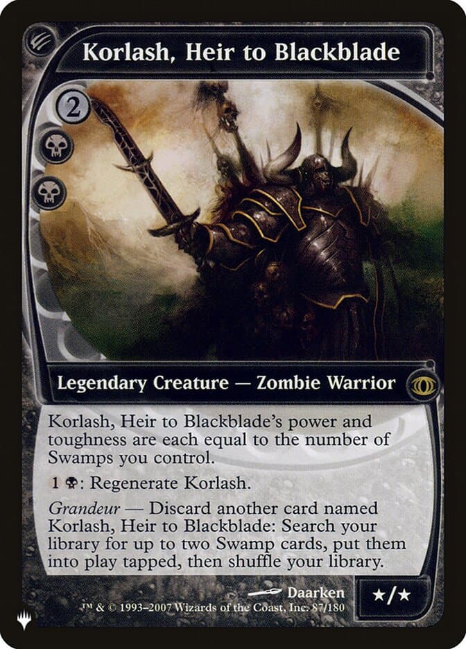 Korlash, Heir to Blackblade — The List