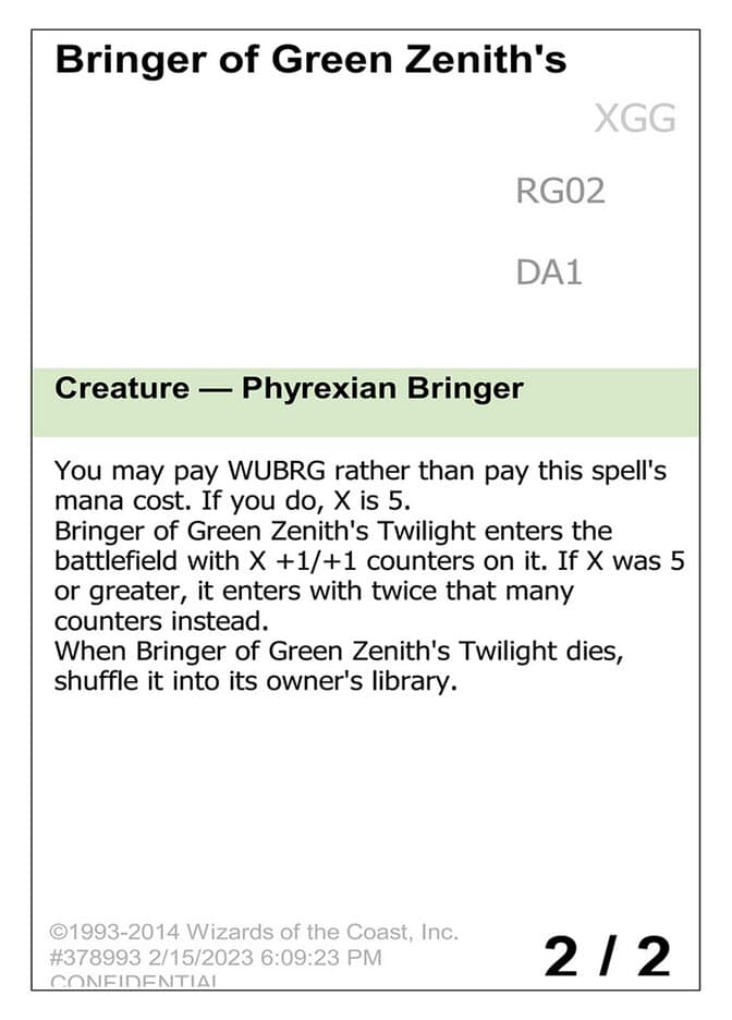 Bringer of Green Zenith's Twilight — Unknown Event