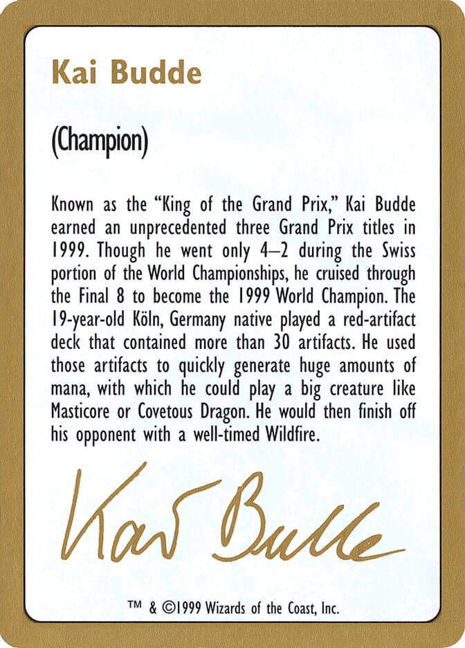 Kai Budde Bio — World Championship Decks 1999