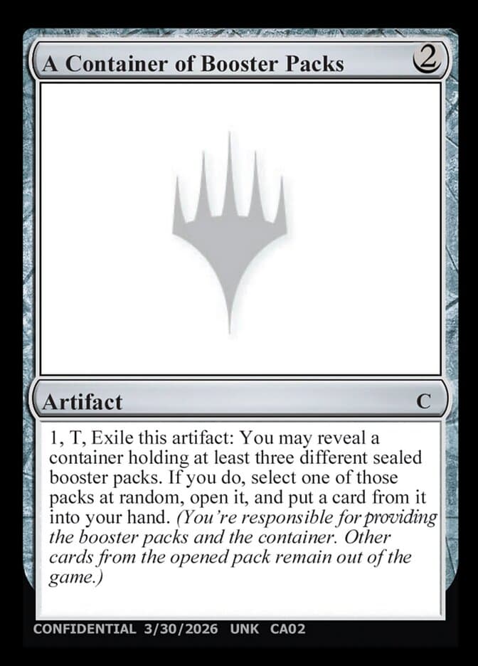 A Container of Booster Packs — Unknown Event