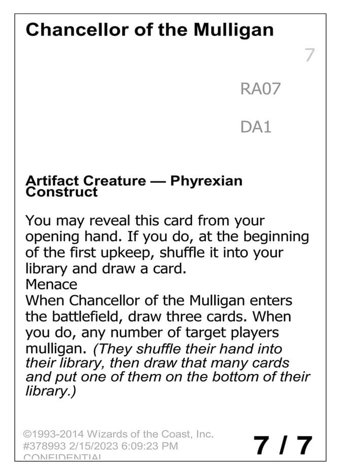 Chancellor of the Mulligan — Unknown Event