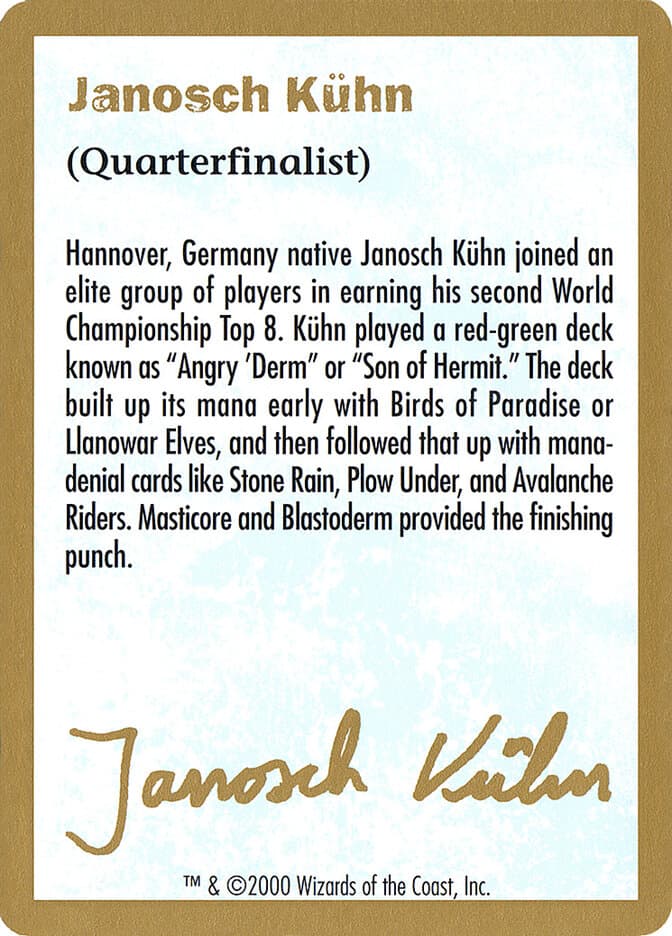 Janosch Kühn Bio (2000) — World Championship Decks 2000